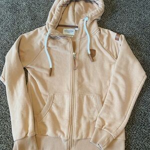 Wanakome Tan Hoodie with Leather Patch